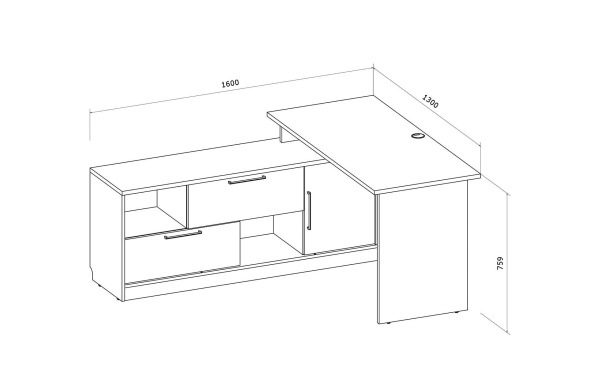 Стол угловой Стокгольм СС-03 левый