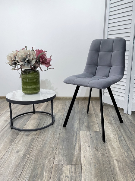 Стул CHILLI-Q SQUARE серый #27, велюр / черный каркас М-City