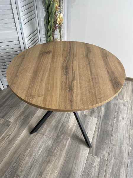 Стол ВЕГА D100 Дуб Шерман коньяк/ черный каркас М-City