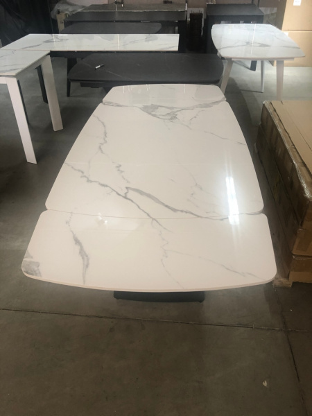 Стол ALATRI 120 GLOSS STATUARIO WHITE SINTERED STONE / BLACK М-City