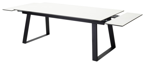 Стол Франк 200 Белый мрамор, керамика / черный каркас М-City
