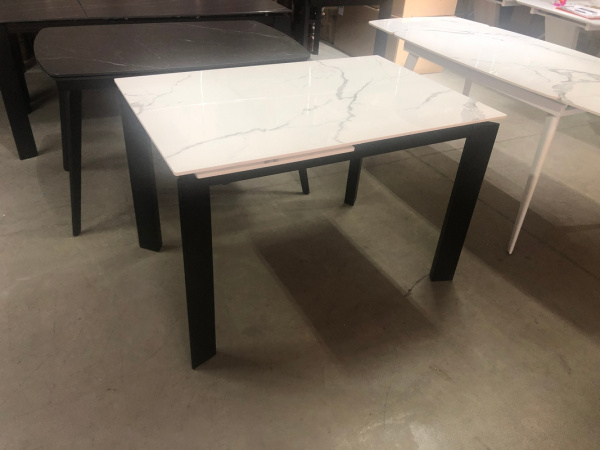 Стол CORNER 120 GLOSS STATUARIO WHITE SINTERED STONE / BLACK М-City