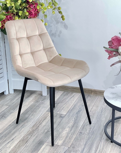 Стул ХОФМАН, цвет бежевый #H06, велюр, 2 шт./1к / черный каркас М-City