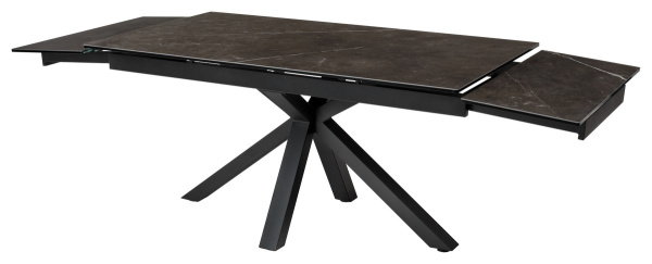 Стол ALTO 160 KL-135 Темно-серый мрамор матовый, итальянская керамика/ BLACK  М-City