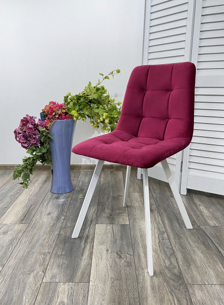 Стул CHILLI-Q SQUARE винный #16, велюр / белый каркас М-City