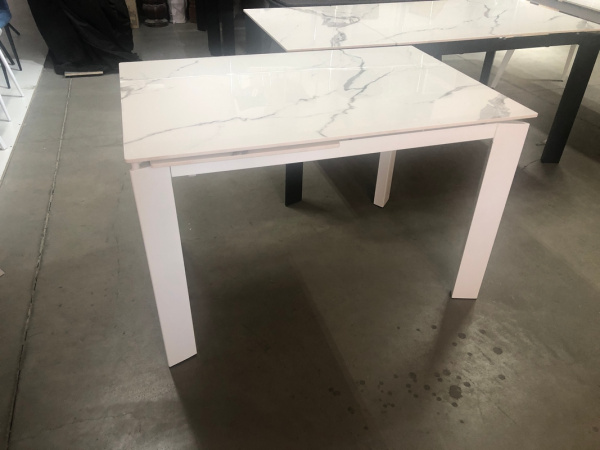 Стол CORNER 120 GLOSS STATUARIO WHITE SINTERED STONE / WHITE М-City