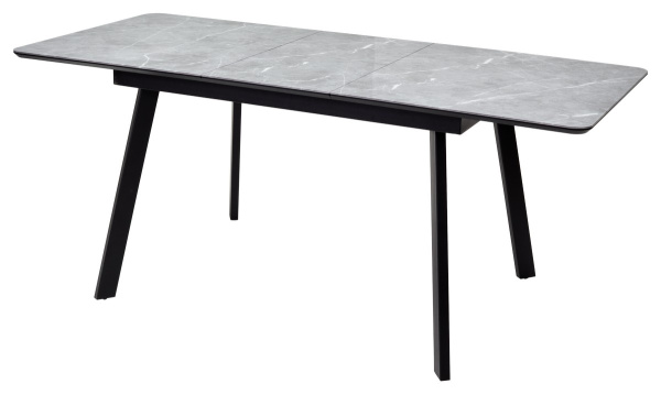 Стол АРУБА 140 Серый мрамор СКОРПИО , стекло / черный каркас М-City