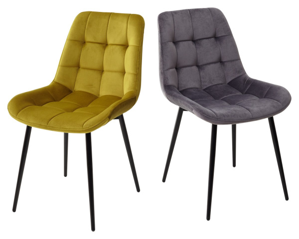 Стул ХОФМАН, цвет темно-серый B-27, велюр, 2шт./1к / черный каркас М-City