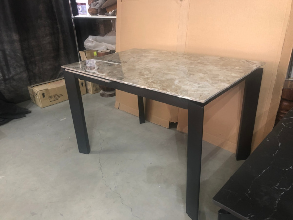 Стол CORNER 120 GLOSS ATHENS BROWN SINTERED STONE / BLACK М-City