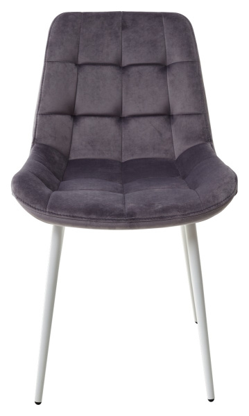 Стул ХОФМАН, цвет темно-серый B-27, велюр, 2шт./1к / белый каркас М-City