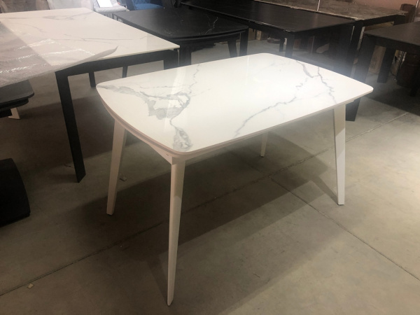 Стол ELIOT 120 GLOSS STATUARIO WHITE SINTERED STONE / WHITE М-City