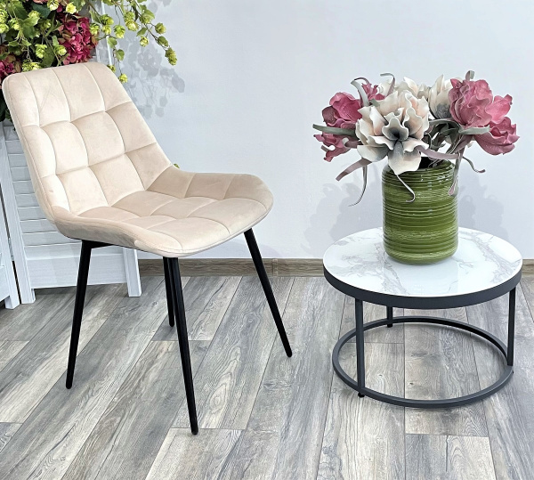 Стул ХОФМАН, цвет бежевый #H06, велюр / черный каркас 4 шт./1 к М-City