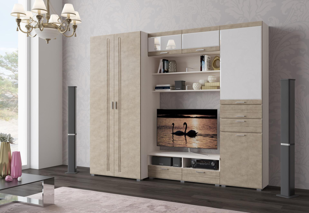 Бодега белая-Бетон бежевый