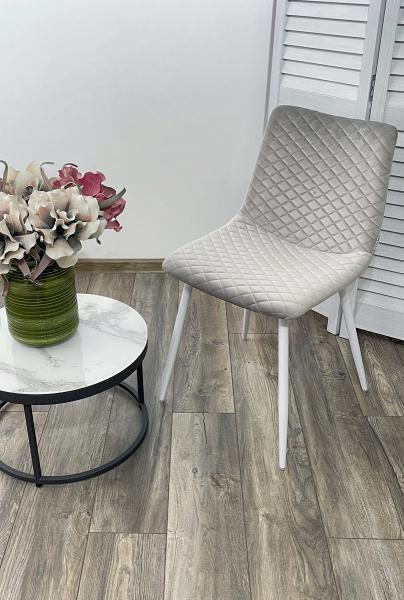 Стул TINTIN BLUVEL-03 LIGHT GREY / белый каркас М-City