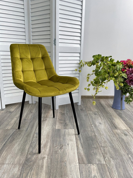 Стул ХОФМАН, цвет оливковый B-17, велюр, 2шт./1к / черный каркас М-City