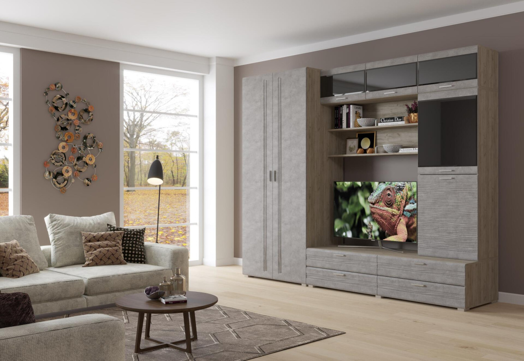 Дуб серый-Бетон серый Дуб серый-Бетон серый