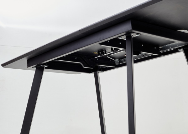 Стол АРУБА 140 Серый мрамор СКОРПИО , стекло / черный каркас М-City