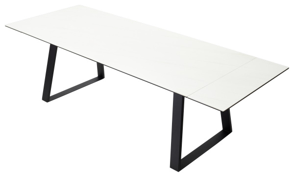 Стол Франк 200 Белый мрамор, керамика / черный каркас М-City
