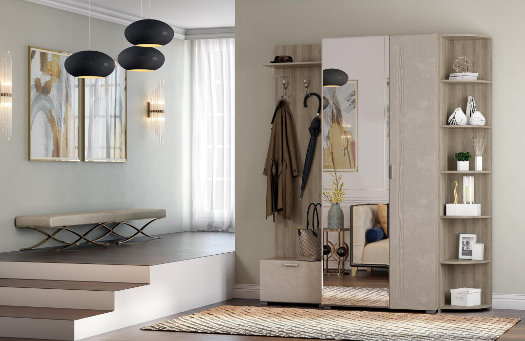 Дуб серый-Бетон бежевый