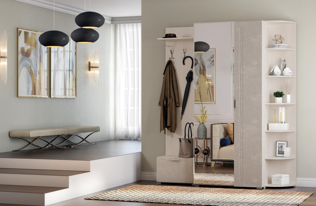 Бодега белая-Бетон бежевый