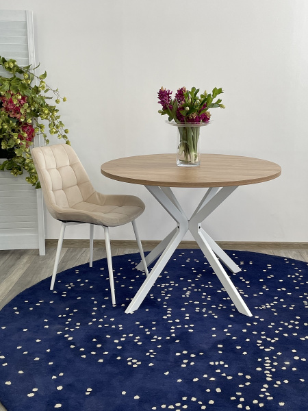 Стол ВЕГА D100 Дуб Канзас/ белый каркас М-City