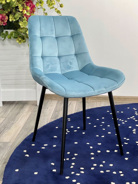 Стул ХОФМАН, цвет бирюзовый #H52, велюр, 2шт/ 1к./ черный каркас М-City