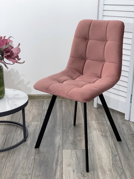 Стул CHILLI-Q SQUARE розовый #15, велюр / черный каркас М-City