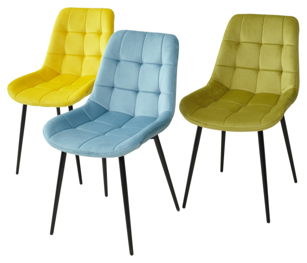 Стул ХОФМАН, цвет желтый #H19, велюр, 2шт./1к / черный каркас М-City
