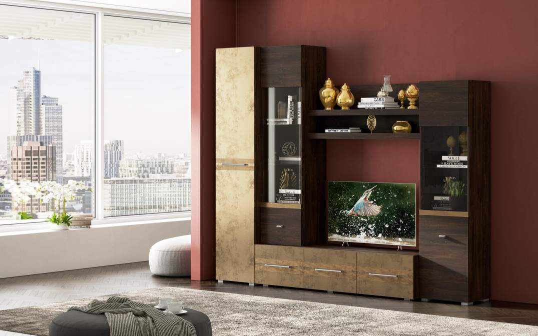 Дуб апрель темный + лофт голдэн пэлас