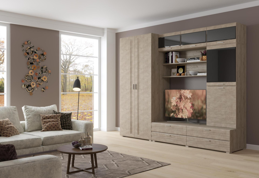 Дуб серый-Бетон бежевый Дуб серый-Бетон бежевый