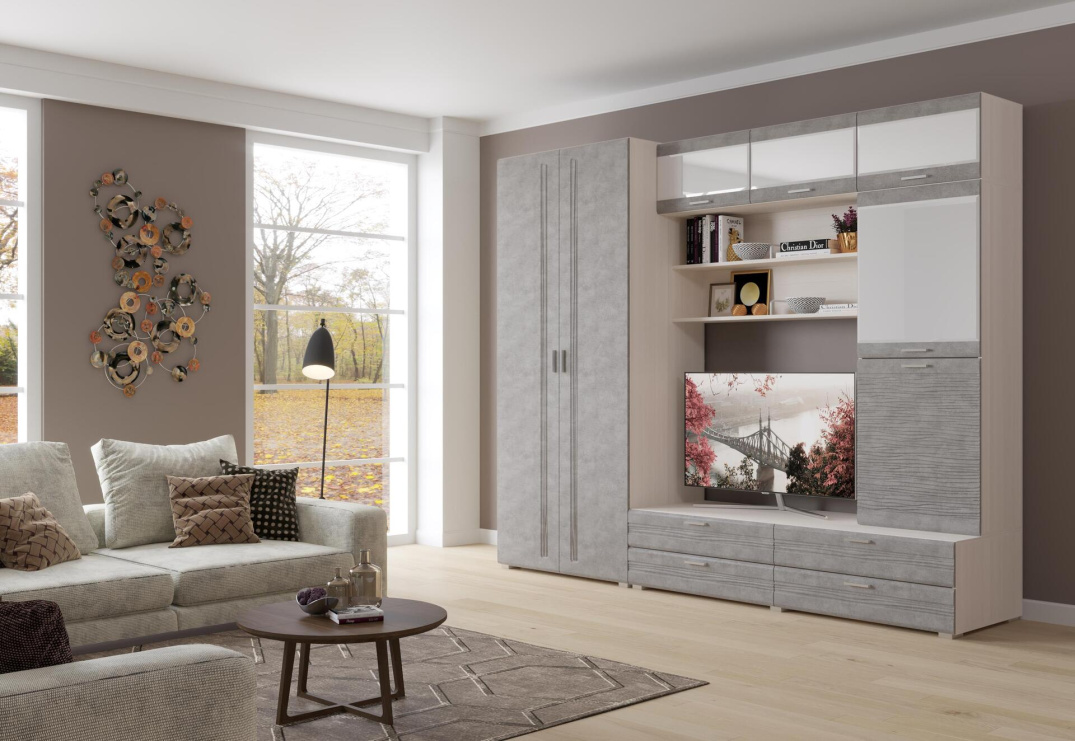 Бодега белая-Бетон серый