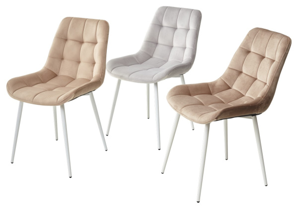 Стул ХОФМАН, цвет капучино #H65, велюр / белый каркас 4 шт./1 к М-City