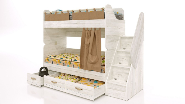 Кровать двухъярусная «Марвин 6-2» с лестницей и поручнем