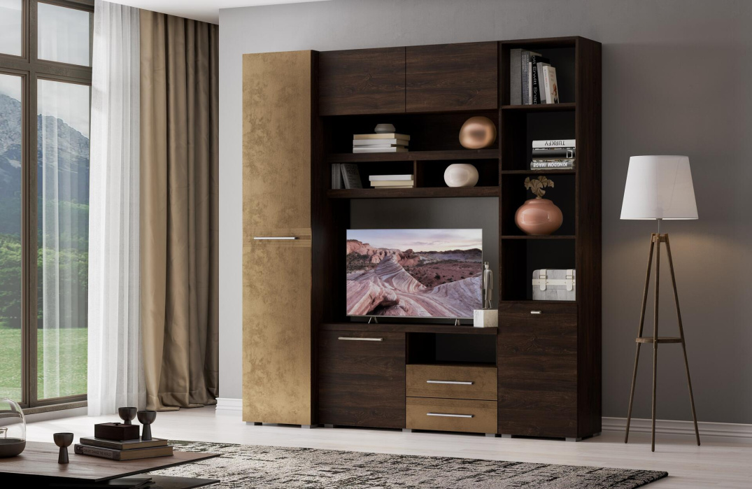 Дуб апрель темный + лофт голдэн пэлас