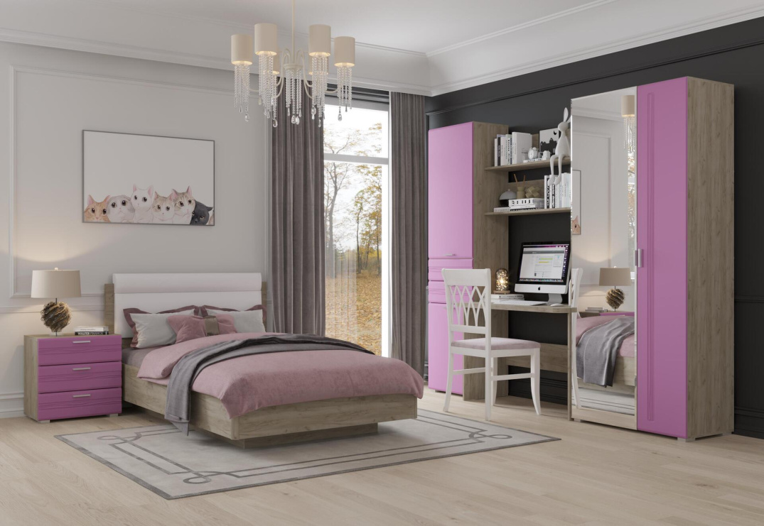 Дуб серый-Розовый кожа prona 2655