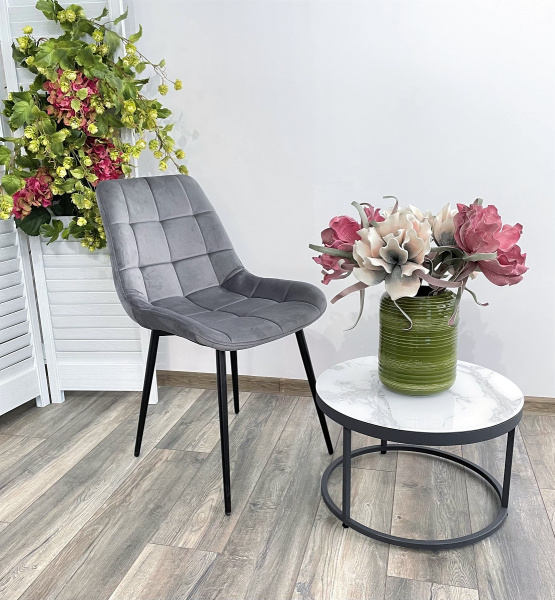 Стул ХОФМАН, цвет темно-серый #H15, велюр, 2шт./1к / черный каркас М-City