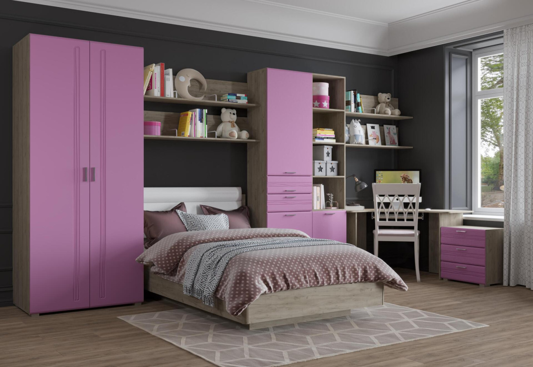 Дуб серый-Розовый кожа prona 2655