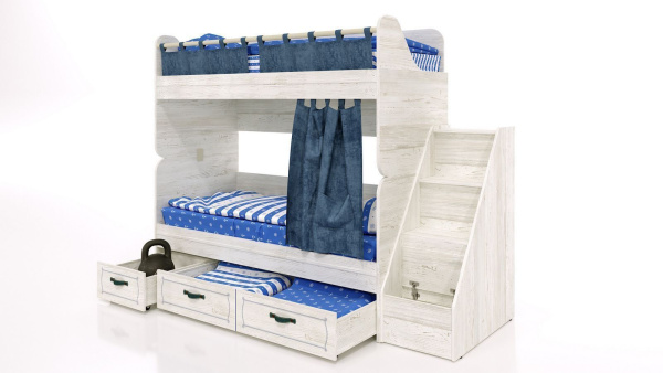 Кровать двухъярусная «Регата 6-2» с лестницей