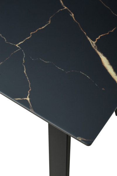 Стол Морис 140  Обсидиан сатинат, стекло/черный каркас М-City