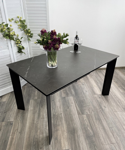 Стол CREMONA 160 KL-135 Темно-серый мрамор матовый / черный каркас М-City