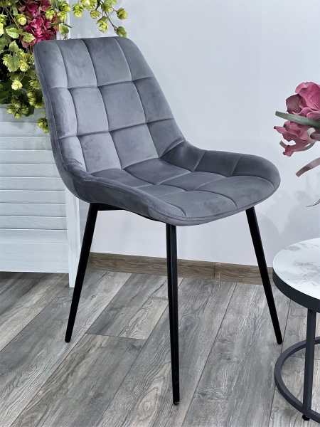 Стул ХОФМАН, цвет темно-серый #H15, велюр, 2шт./1к / черный каркас М-City